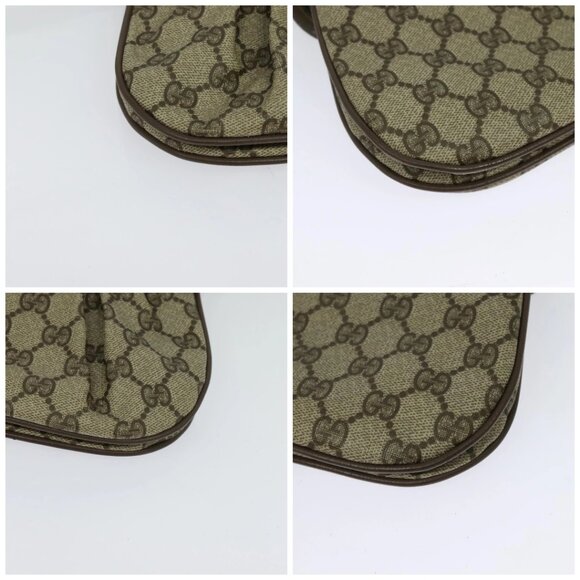 GUCCI GG Supreme Web Sherry Line Bag PVC Beige Gold - Picture 16 of 16